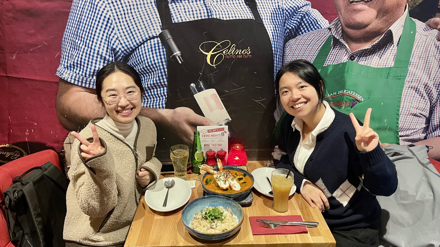 Meiliu and Mengkun sharing a welcome meal at Celino’s Italian Restaurant